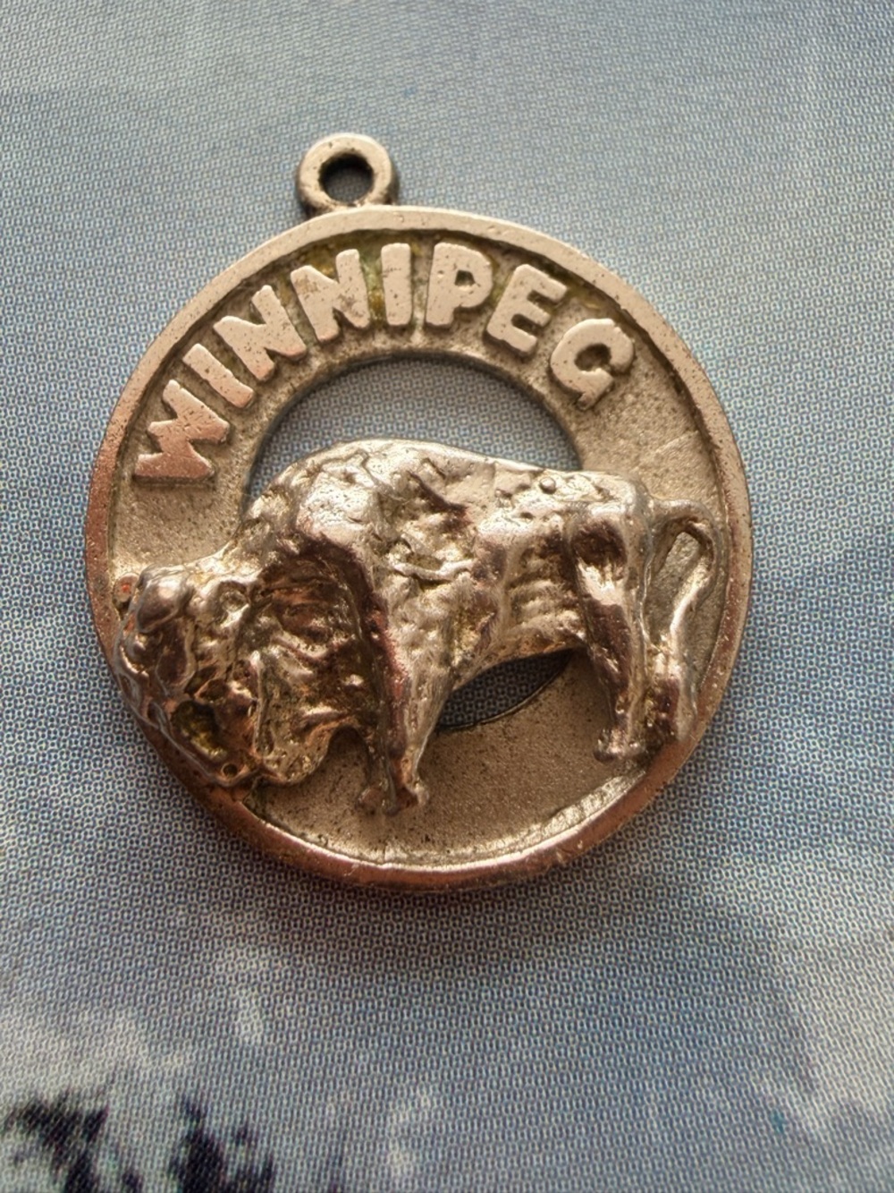 Winnipeg Buffalo Round Sterling Silver Pendant or charm